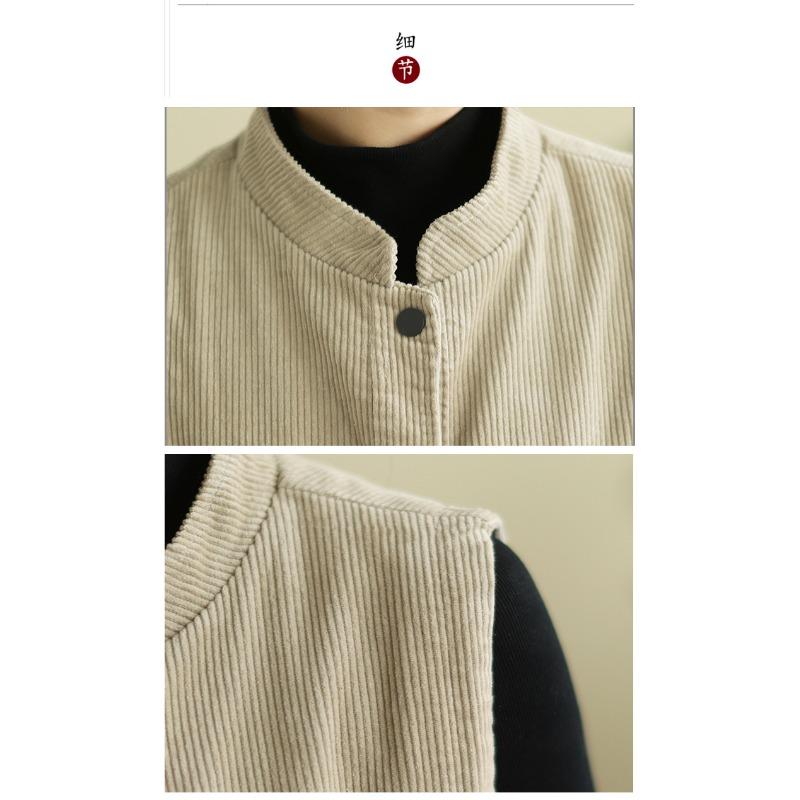 Autumn Fashion Plus Artistic Casual Corduroy Vest Sleeveless Jacket Women's Vest Top