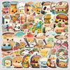 50 Cute Food Doodle Stickers, Stationery Stickers, Water Cup, Laptop, Notebook, Waterproof Decorative Stickers