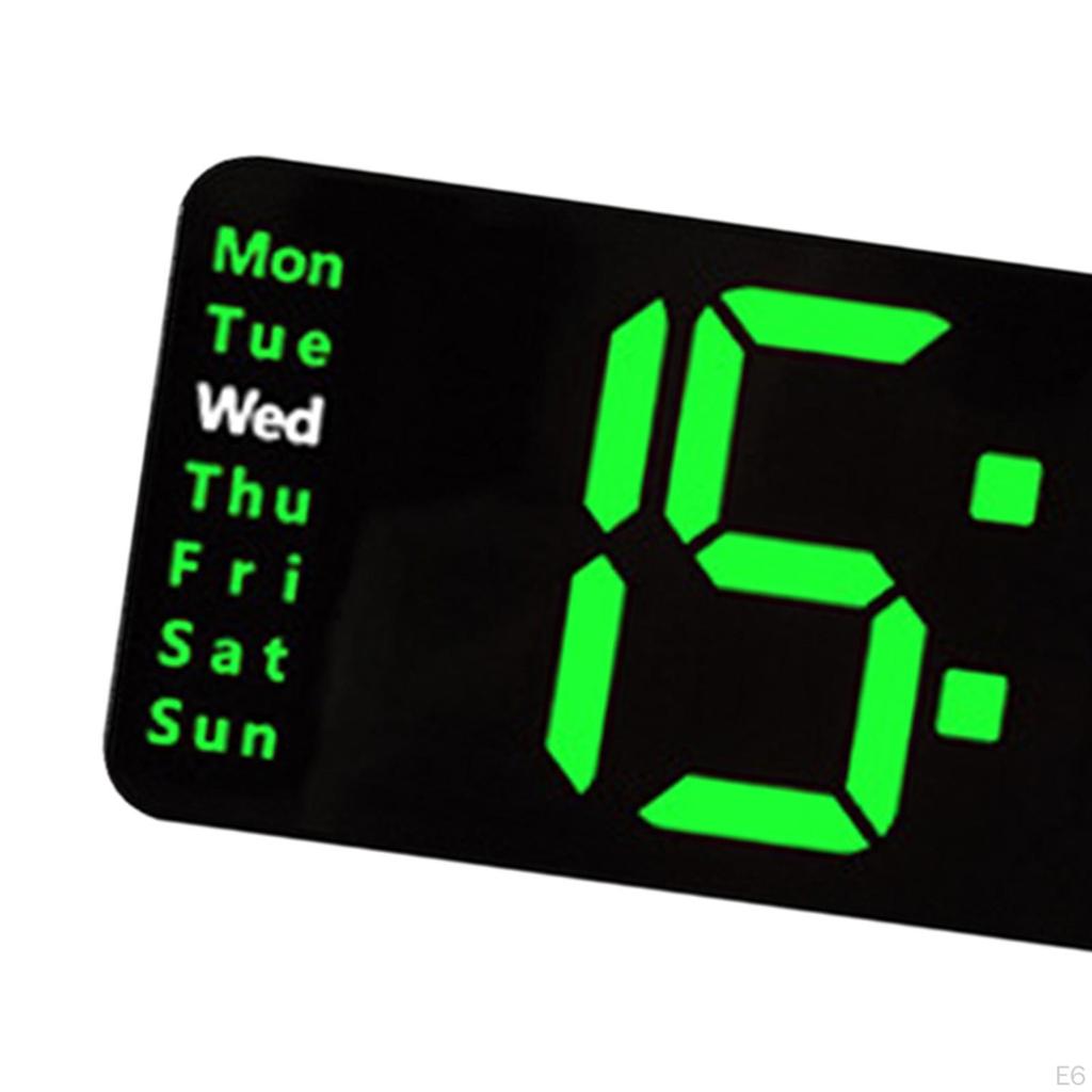 LED Electronic Clock with Time Date Week Temperature Display Silent for Cafe