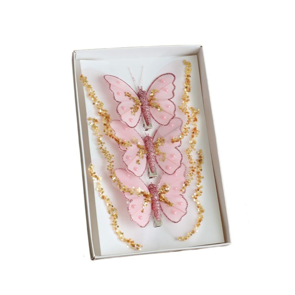 Simulation Butterfly Christmas Glitter Butterfly Ornament Party Supplies