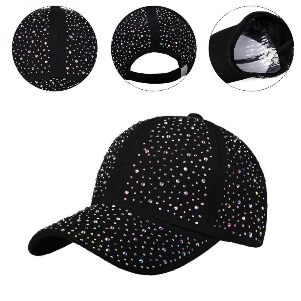 Travel Meeting Rhinestone Hat Outdoor Sports Travel Baseball Caps Women Girl Adjustable Head Size Baseball Cap