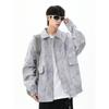 Wassup American Retro Lapel Pu Leather Jacket for Men 2025 Autumn and Winter Trendy Brand Tie-Dye High-End Cool Jacket