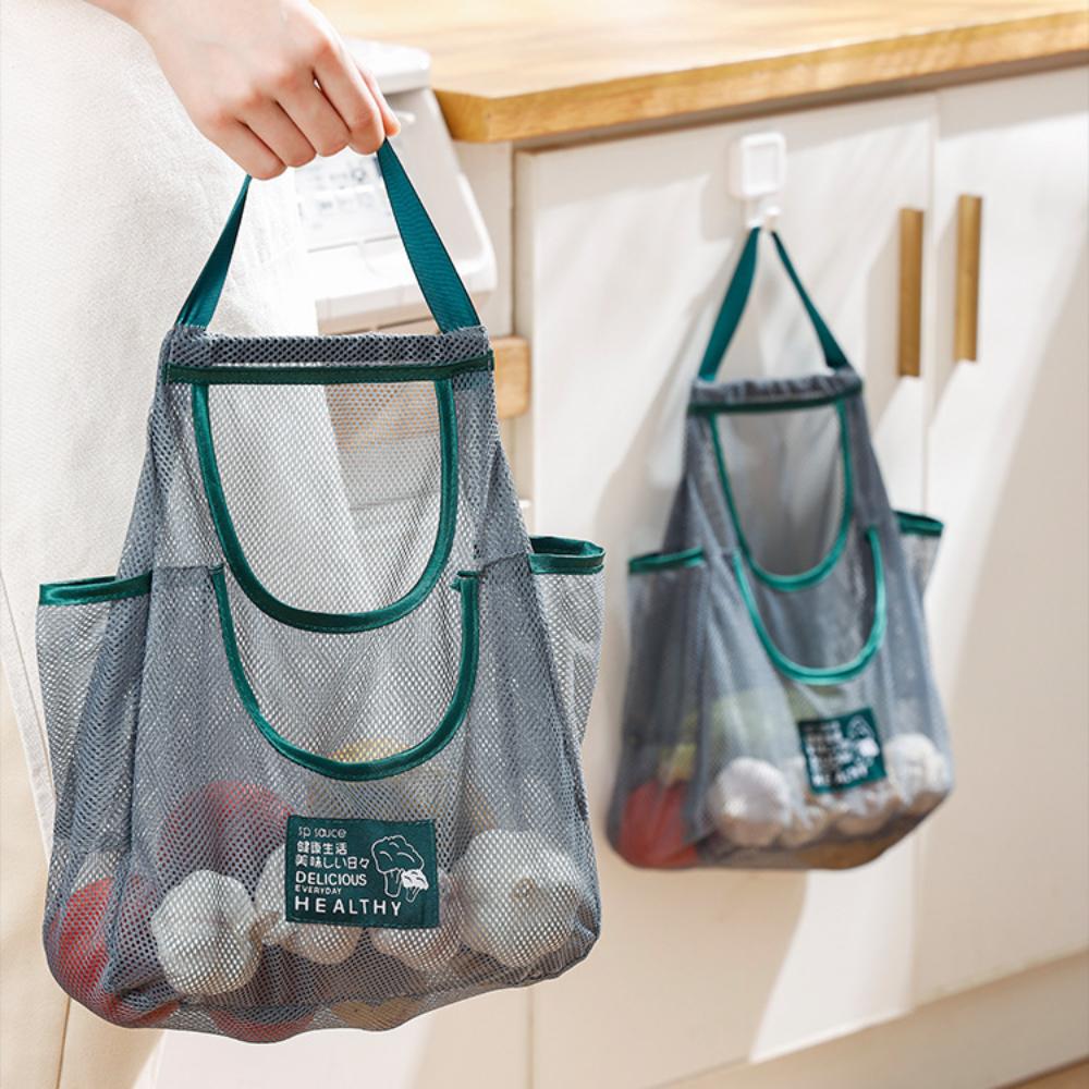 Large Capacity Breathable Mesh Bag Portable Multifunctional Tote Bag Hanging Storage Bags Kitchen