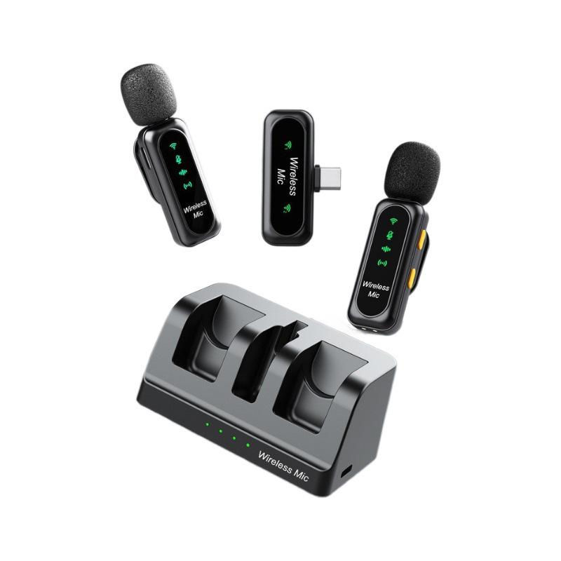 Wireless Lavalier Microphone with Digital Display & Charging Case for Live Streaming and Noise Reduction