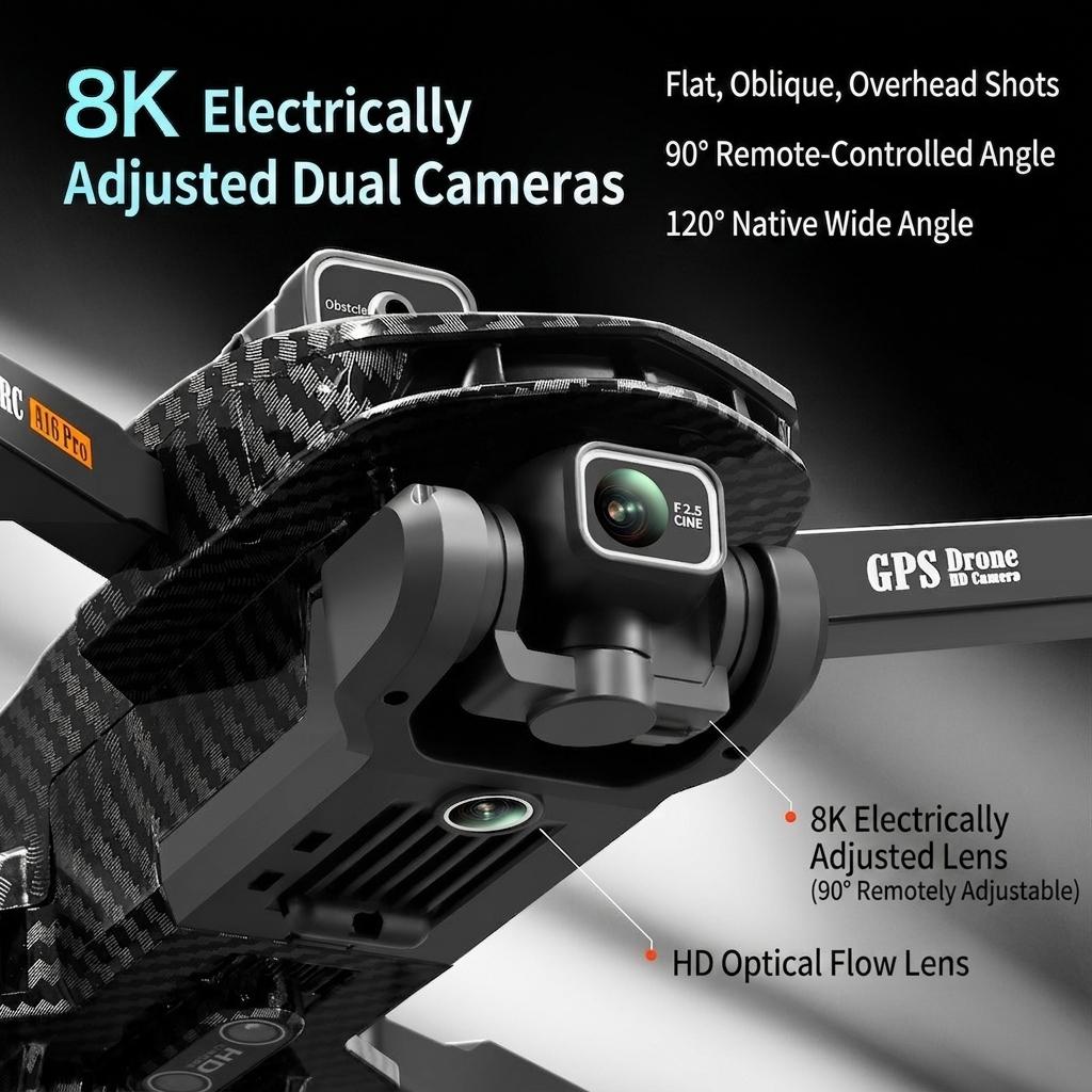 A16 GPS Drone with HD Dual Camera Brushless Motor Optical Flow Obstacle Avoidance Professional RC Quadcopter Helicopter Toy