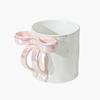 350ml/11oz Bow Mug, Ribbon Glass Ceramic Mug with Ribbon Handle Suitable for Colleagues Valentine's Day Christmas Birthday Gifts