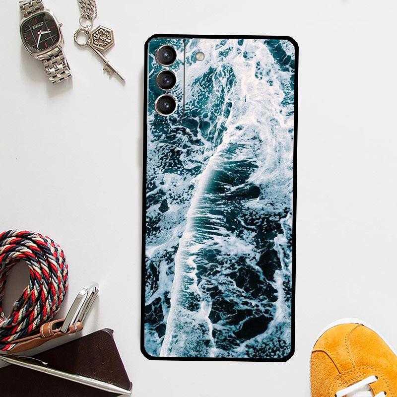 Blue Sea Ocean Waves Case For Samsung Galaxy S24 Ultra S20 S21 S22 S23 Plus S9 S10 S24 FE S25 Ultra Cover Coque