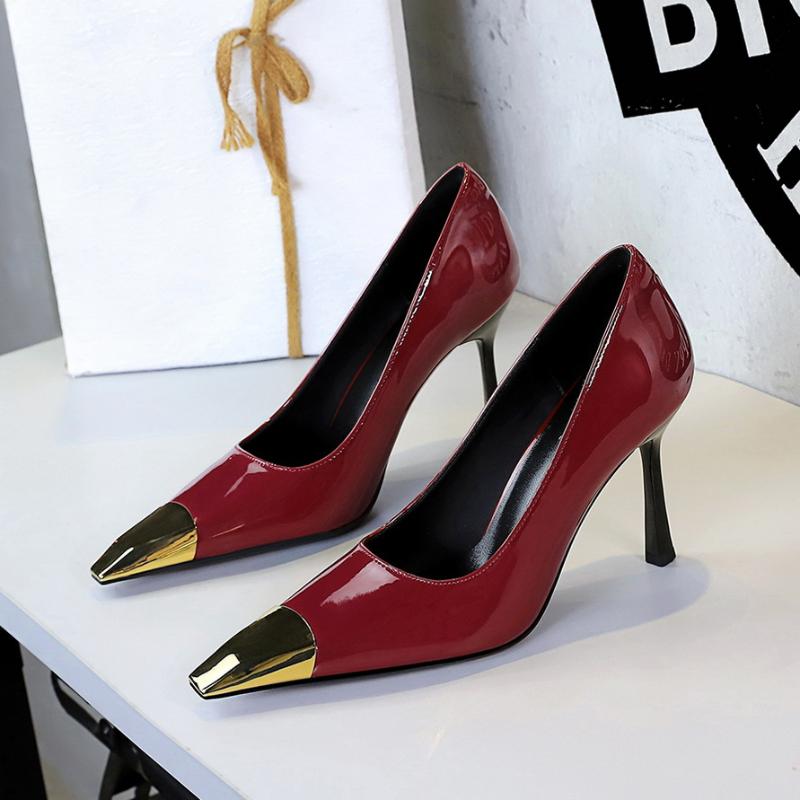 European American Fashion Square Toe High Heels For Women Metal Toe Shallow Mouth Single Shoes For Women Thin Heel Leopard Print