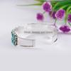 Kingman Turquoise Cuff Bracelet, 925 Sterling Silver 2 Line Boho Bangle