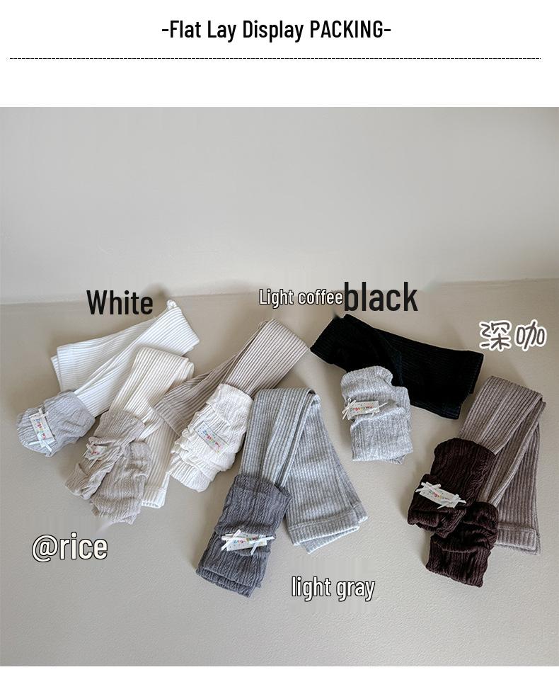 2025 Korean Style Knitted Scrunch Leggings & Tights Combo - Nine-Point Girls' Cotton Leg Warmers