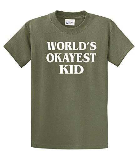 World s Okayest Kid T Shirt Funny Adult Tee Shirt military S