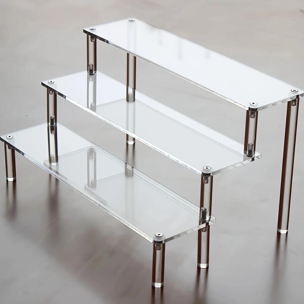 1pc Versatile Acrylic Ladder Display Stand - Transparent, Elegant for Anime Models, Cosmetics, & More - Ideal for Retail