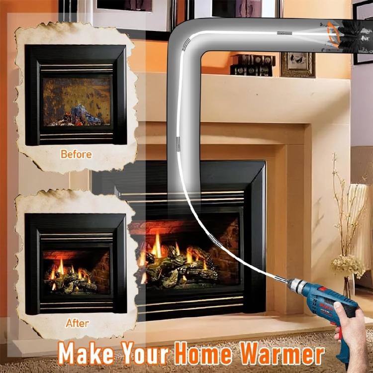 360 Degree Rotating Chimney Brush Kits with Flexible Rods for Effective Cleaning of Pipes Vents Home Professional Use