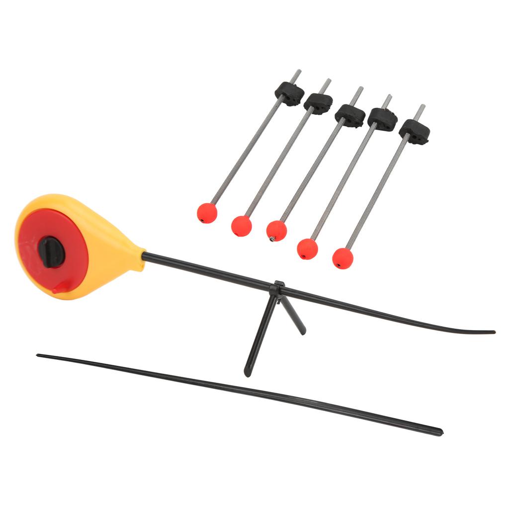 Portable Winter Outdoor Yellow Mini Ice Fishing Rod with 5PCS Red Ball Spring Rod Top TipS