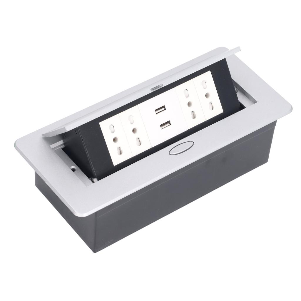 Power Socket Box 4 Switzerland Standard 3 Hole Outlets USB Ports Up Embedded Receptacle Box