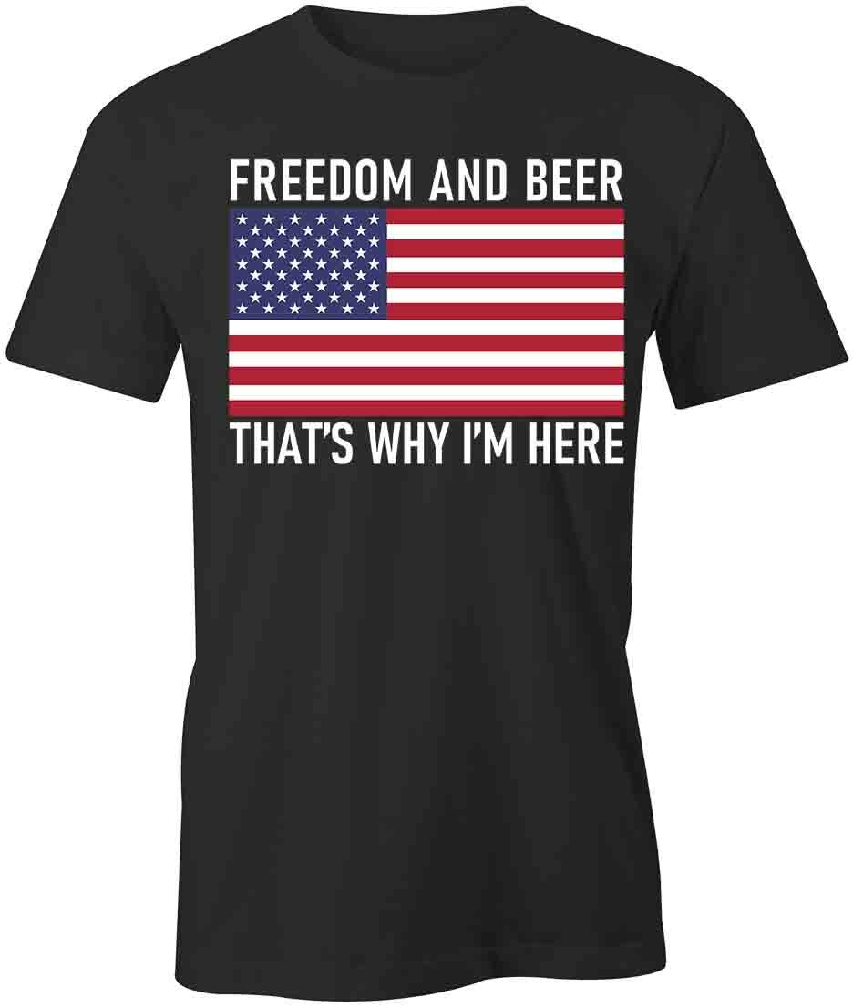 FREEDOM & BEER TShirt Tee Short-Sleeved Cotton CLOTHING PATRIOTIC S1BCA257 L