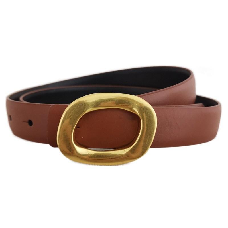 Fashion Leather Belt For Women With Alloy Buckle And Snap Closure For Casual Wear