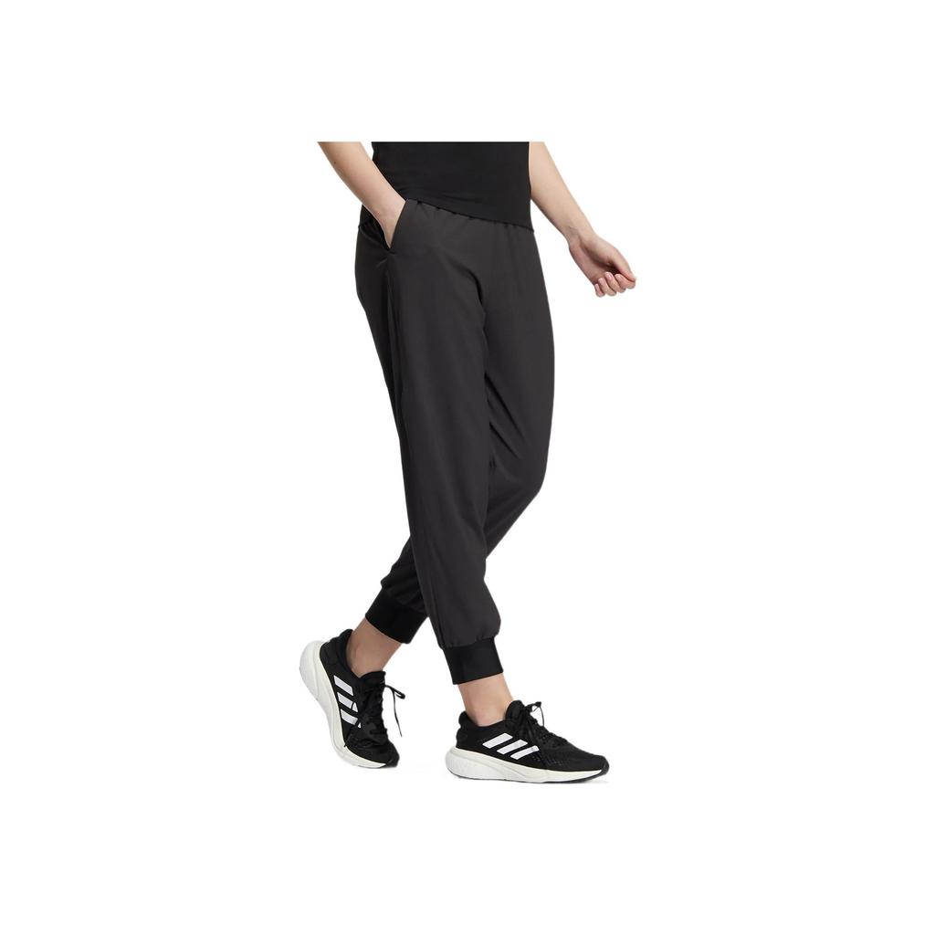 Adidas Embroidered Logo Joggers With Elastic Waist Women Bottoms Black HR8401