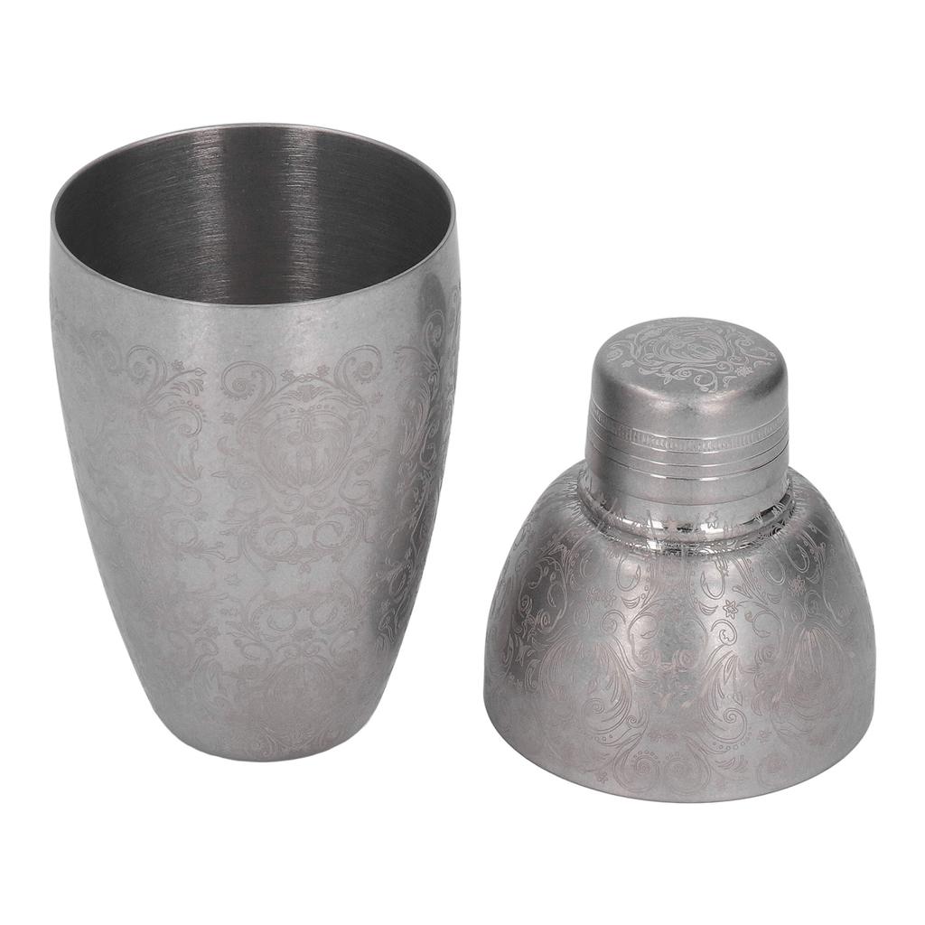 Cocktail Shaker 304 Stainless Steel High Strength Flower Carved Bartending Mixer Shaker for Bar