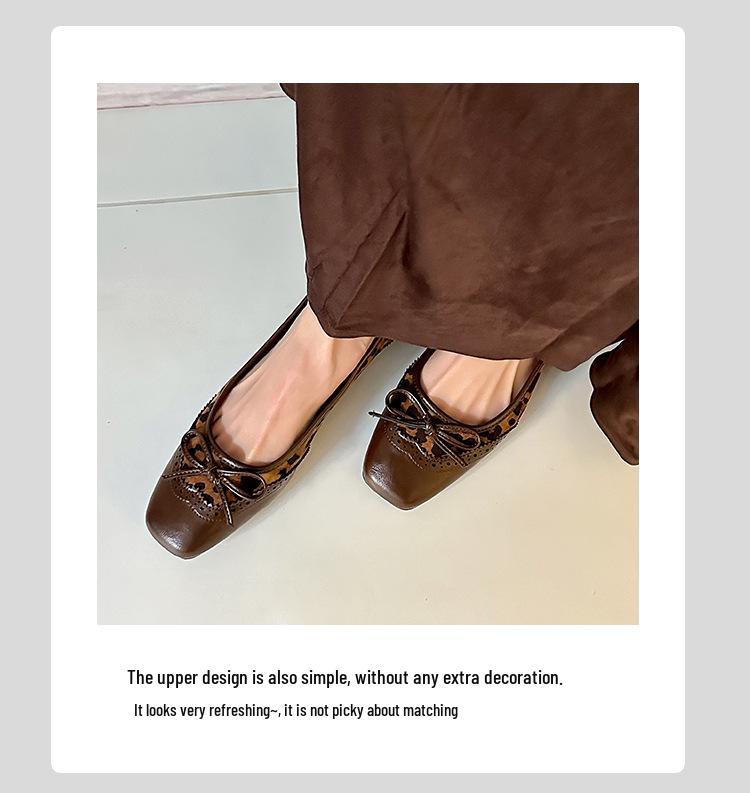 2025 Jarní Mary Janes s plochým podpatkem a mašlí ve stylu kravské kůže - Boty s nízkým podpatkem inspirované Francií