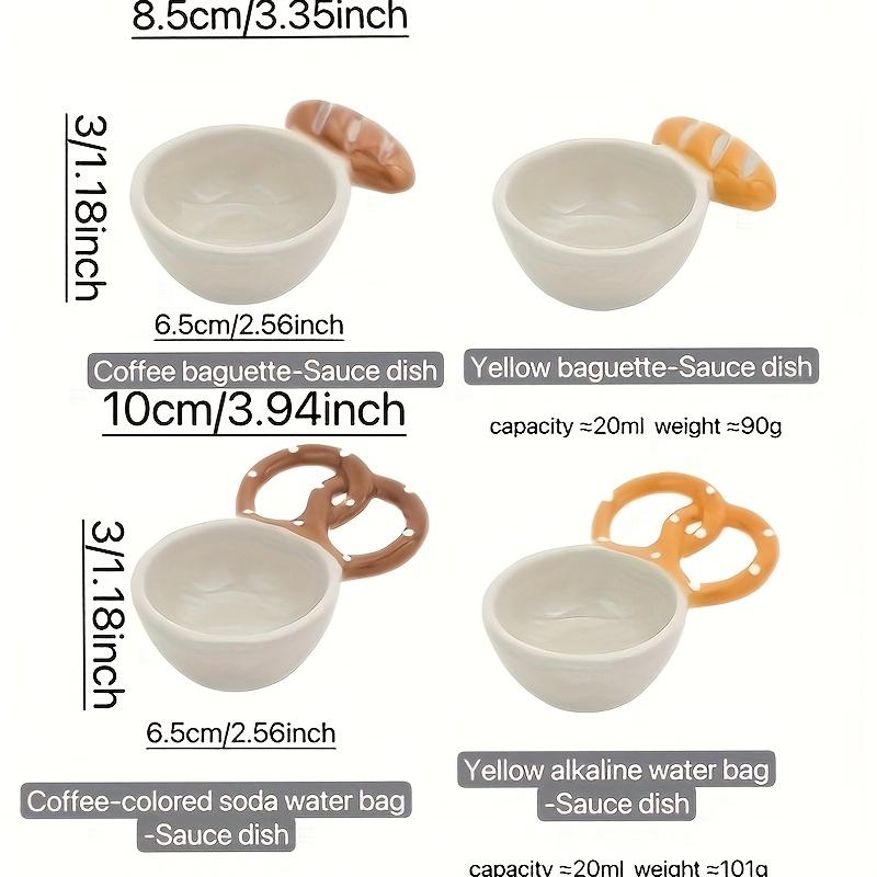 Cute Ceramic Bread Dip Bowls,Adorable Donut,Pretzel Shapes with Colorful Dots, Durable Kitchen Serving Dishes for Condiments, Sauces, Snacks