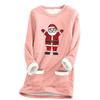 Ladies' Loose And Comfortable Round Neck Christmas Print Thick With Pockets Long Sleeved Top