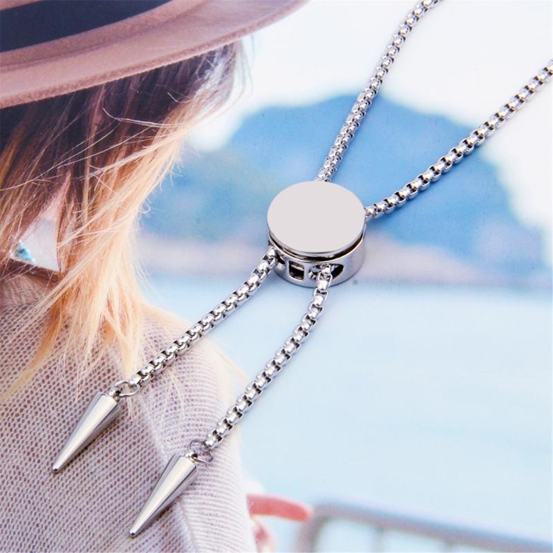 Classical Bolo Style Stainless Steel Sliding Pendant Necklace Ergonomic Design Jewelry for Comfortable Long Term Use