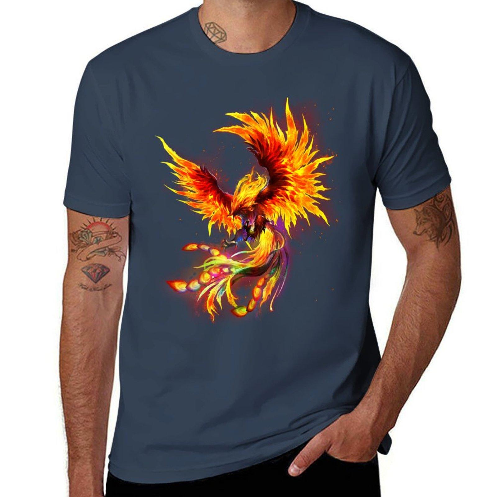 Phoenix Rising From Ashes Phoenix Rising fire bird inspiration Fire Fenix TShirt Street Fashion Casual Tee Shirt S