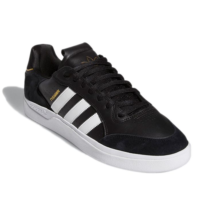 Adidas Tyshawn Low Black Gold Metallic Leather Unisex Sneakers Core-Black Cloud-White GW4891
