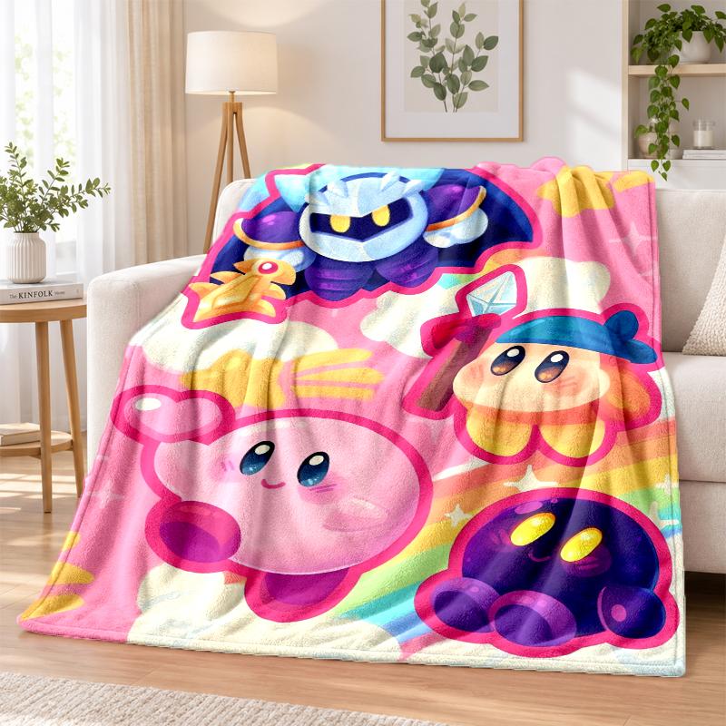 Kirby Flannel Throw Blanket Soft Warm Cozy For Sofa Bed Indoor Home Bedroom Use