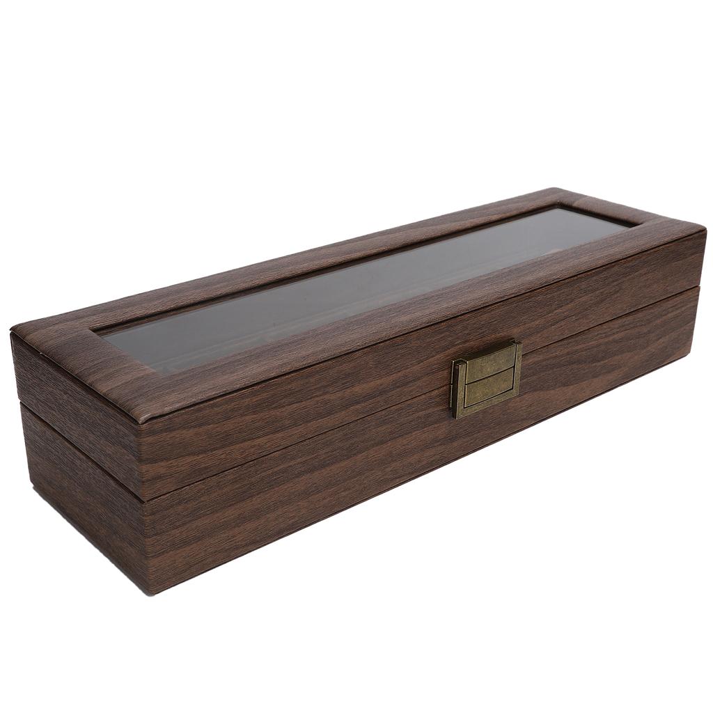 6 Grids Watch Display Box Portable Wooden Watch Storage Box Holder Jewelry Gift Case