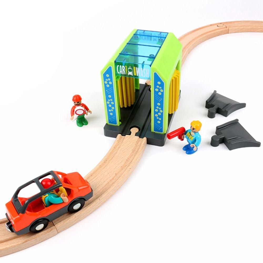 Building Blocks Connection Wooden Train Tracks Railway Toys  Children Birthday Gifts