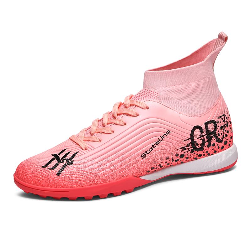 Mens Soccer Shoes High Top Athletic Professional Outdoor Field Training Football Shoes Grass Futsal Court Football Boot for Men