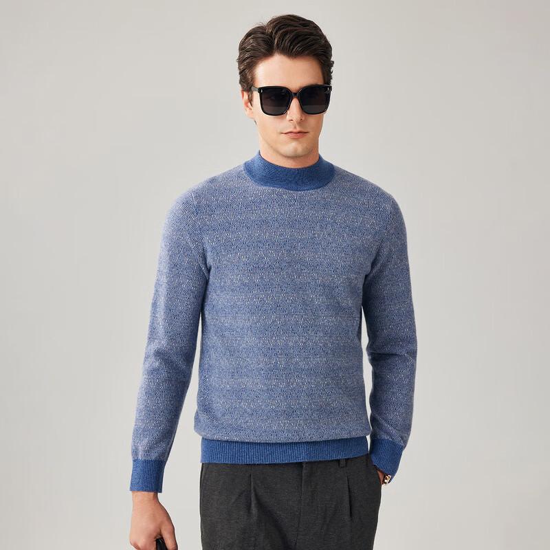 Zhaojun Men's 100% Cashmere Jacquard Turtleneck Sweater