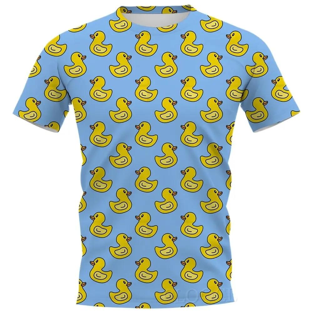 Módní malá žlutá kachna kreslený vzor 3D tištěné pánské tričko Street Fashion Harajuku s výstřihem do O Pohodlné letní topy