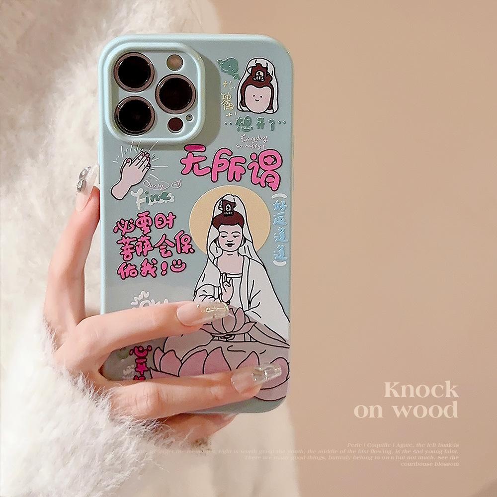 

National Style Buddhist for IPhone17 for Apple Phone Case 11 Guanyin Bodhisattva 15 Promax Silicone 12 Funny 13 Soft 16 11 6.1
