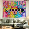 Powerpuff Girls Wall Tapestry Aesthetic Wall Hanging Printed Fabric Blanket Decorative Tapestries for Bedroom Living Room Home Decor