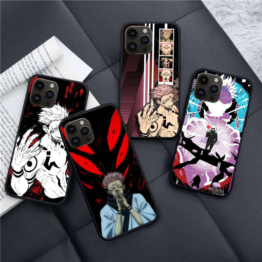 BW-28 Jujutsu Kaisen Soft Black Case for iPhone XR 14 15 11 12 13 6 7 8 X XS Pro Max Samsung S22 S23 S21 S24 FE Ultra S8 Plus