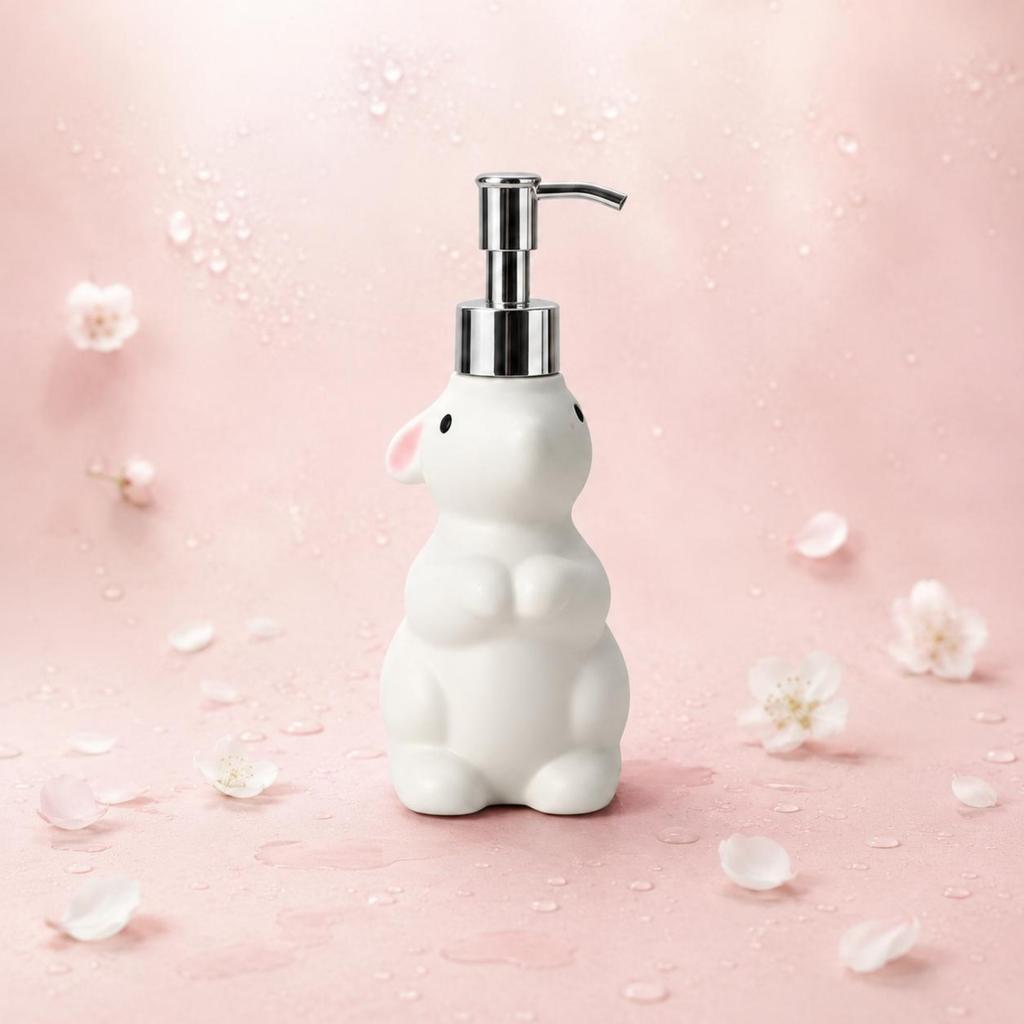 Bunny Soap Dispenser Compact Bunny Pump Bottle Bathroom Accessory White for Sink