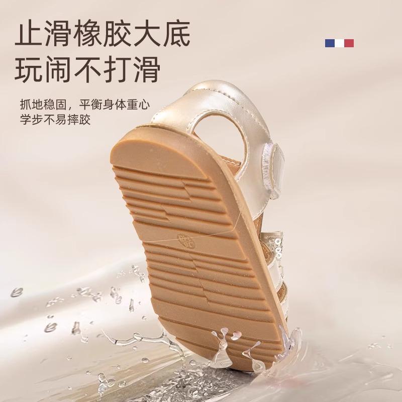 Girls sandals 2025 summer new children's bag head hollow sandals baby girl princess shoes soft-soled beach shoes