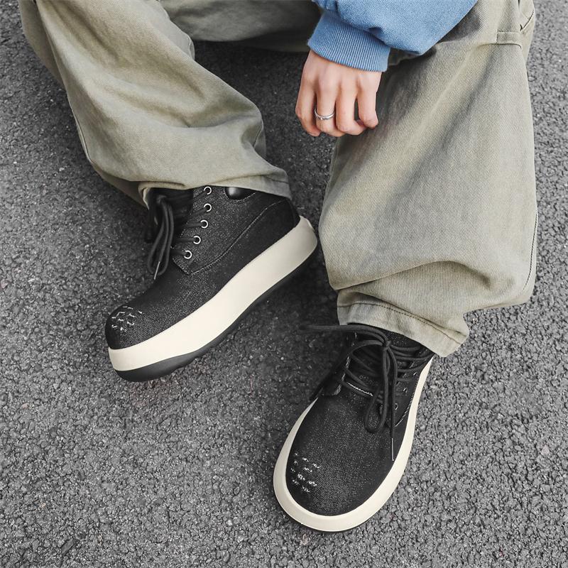 Fashion Trendy Thick Soled Men's Shoes Brand Fashion Design Style Outdoor Leisure Street Walking Daily Youth Casual Personalized Shoes