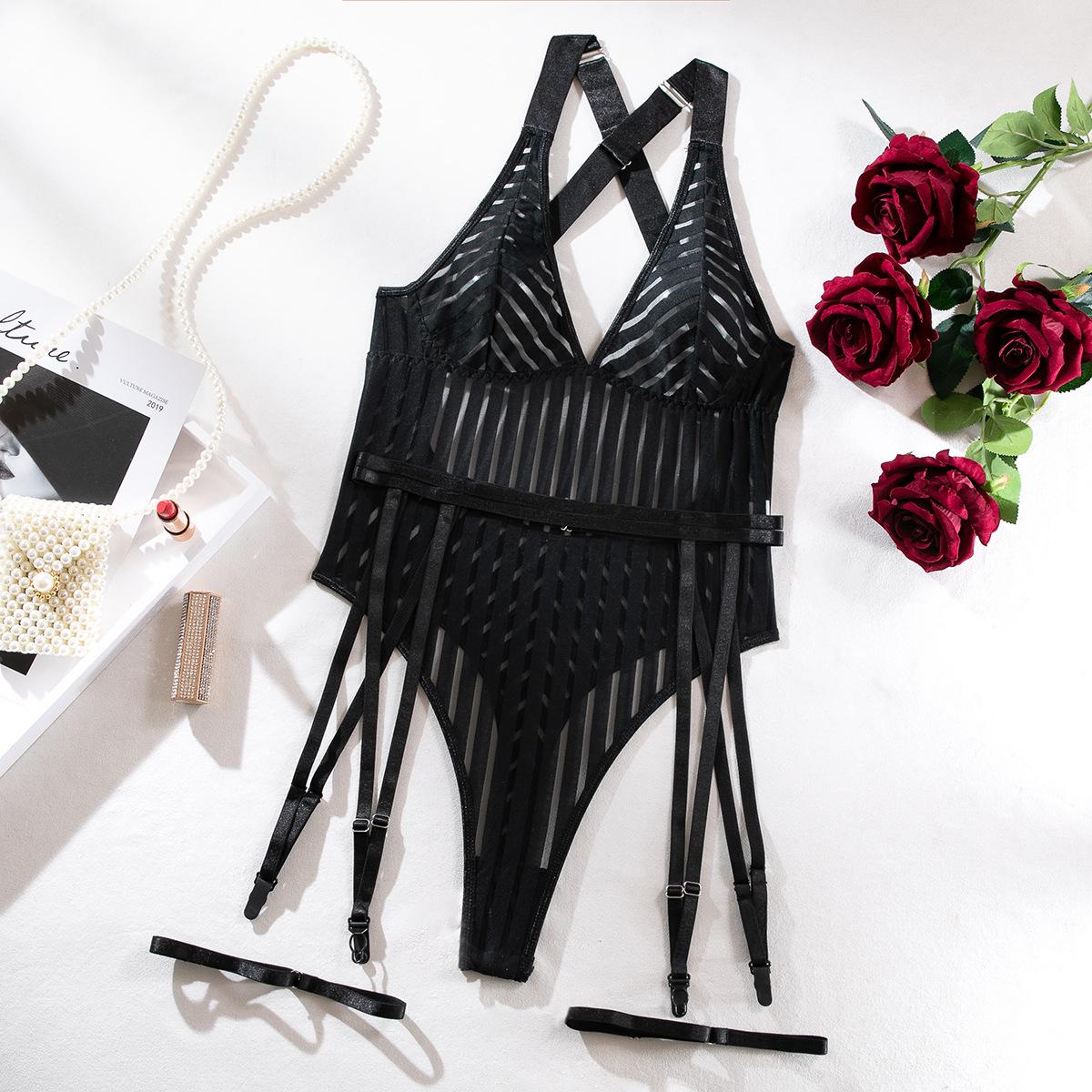 

Сексуальный боди в полоску, хит продаж: Прозрачная, с открытой спиной и универсальная женская одежда L чёрный