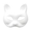 6Pieces White Cats Face Mask Unpainted Masquerades Mask for Halloween Includes Furry Trim Eye Mesh Felted Cloth Sticker