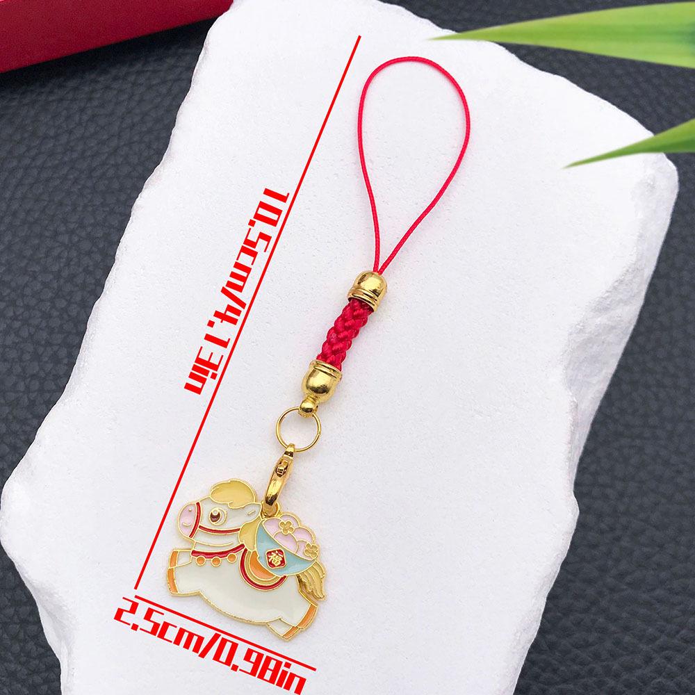 2025 New Year Red Enamel 'Safe and Happy' Persimmon Keychain – Blessing Ornament for Prosperity