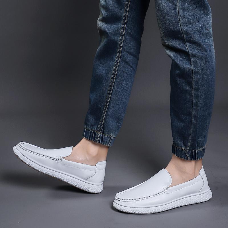 Men Loafers Genuine Leather Shoes For Men Slip On Casual Shoes Moccasins Breathable Sneakers Men Driving Shoes Comfort Flats