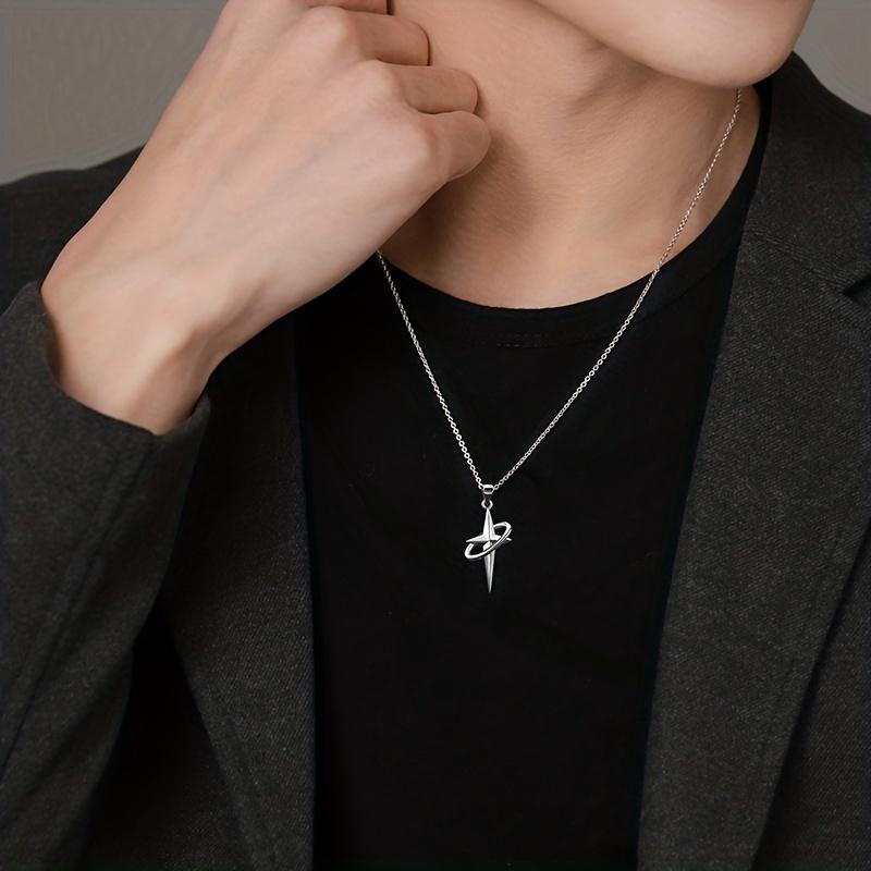 1pc Star Cross Necklace Men's Trend, Simple And Elegant Pendant Gifts For Men