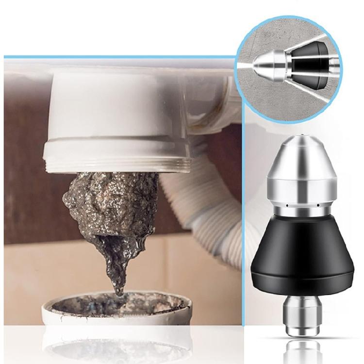 Pressure Nozzle 1 Front 6 Rear Sewer Jetter Nozzle Pressure Washer Adapter Sewer Cleaning Tool 1/4Inch Quick Connector