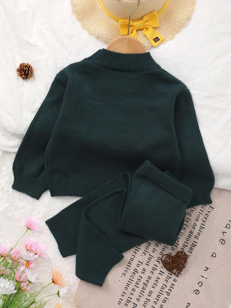 2023 Fall/Winter Floral Pattern Knit Sweater Set for Girls