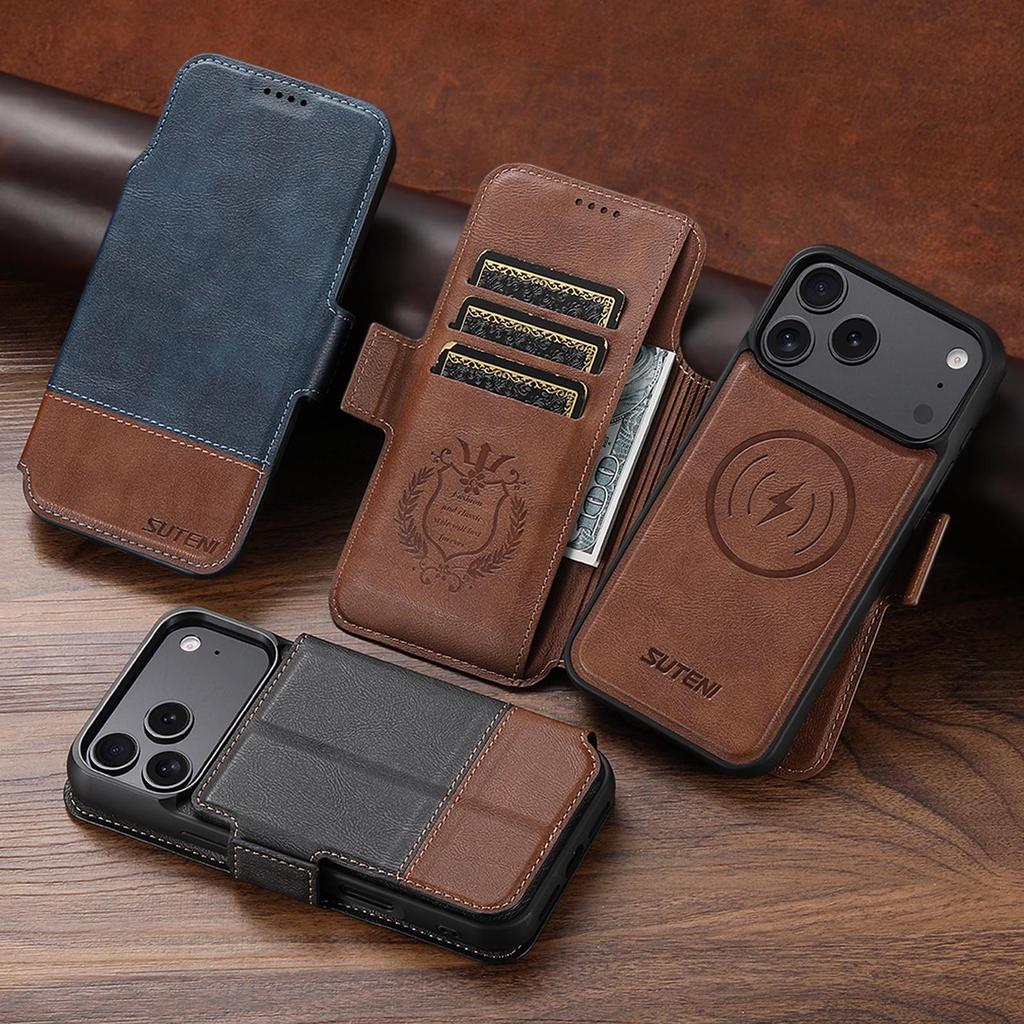 iPhone 17 Pro Max Flip Case: Card Slot, Magnetic Snap, Wireless Charging Stand, Leather 2-in-1 Design