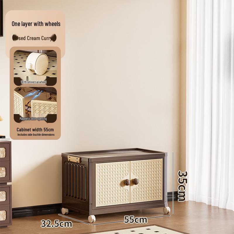Retro Storage Cabinet: No-Assembly Multi-Layer Organizer for Snacks, Sundries, Kids' Wardrobe, Toys, and More